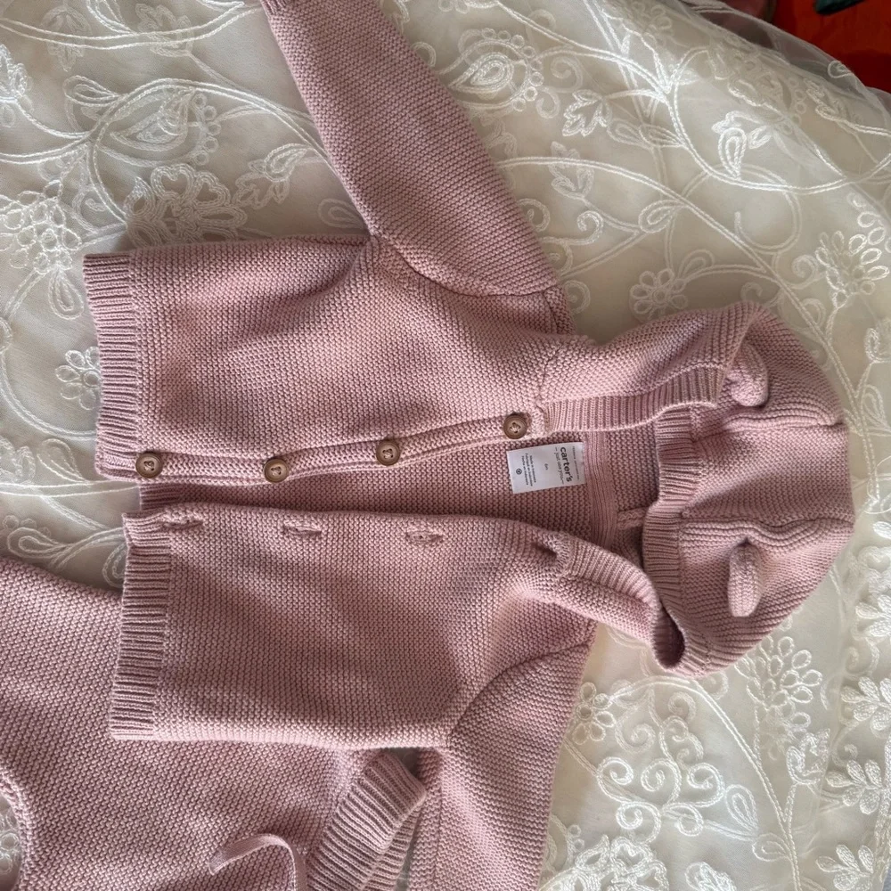 Carter's Cozy Pink Matching Set with Hooded Sweater size 6 months.